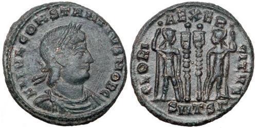 1 Follis /  AE3 Impero romano (27BC-395) Bronzo Costanzo II (317 - 361)