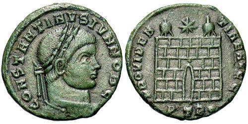 1 Follis /  AE3 Impero romano (27BC-395) Bronzo Costanzo II (317 - 361)