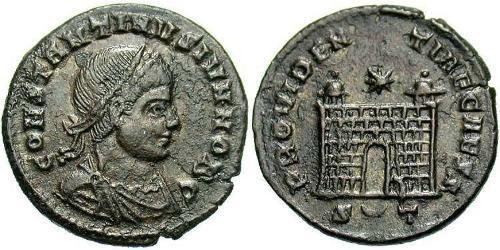 1 Follis /  AE3 Impero romano (27BC-395) Bronzo Costanzo II (317 - 361)