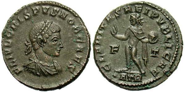 1 Follis /  AE3 Impero romano (27BC-395) Bronzo Crispo (305 - 326)