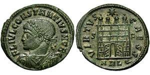 1 Follis /  AE3 Western Roman Empire (285-476) 青铜 君士坦提烏斯二世