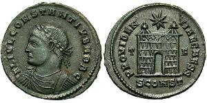 1 Follis /  AE3 Western Roman Empire (285-476) 青铜 君士坦提烏斯二世