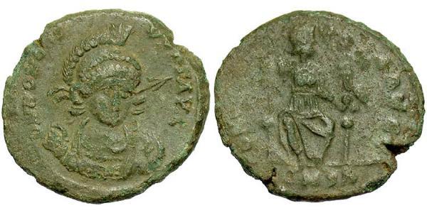 1 Follis /  AE3 Western Roman Empire (285-476) 青铜 Honorius  (384-423)