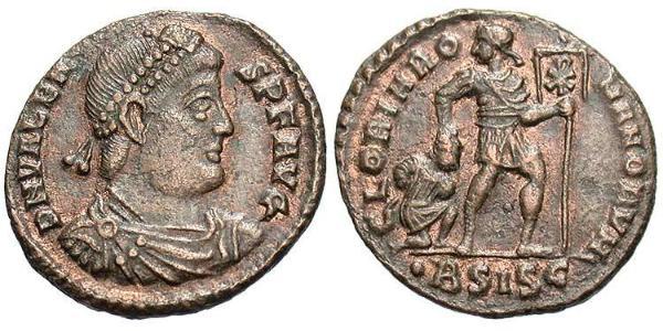 1 Follis /  AE3 拜占庭帝国 青铜 瓦伦斯
