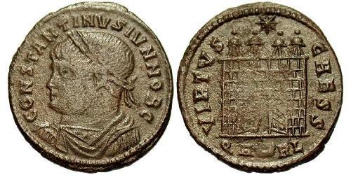 1 Follis /  AE3 羅馬帝國 青铜 君士坦提烏斯二世