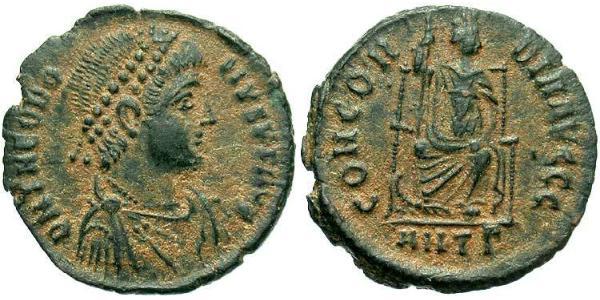 1 Follis /  AE3 羅馬帝國 青铜 Theodosius I (347-395)