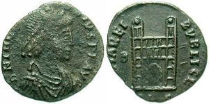 1 Follis /  AE4 Imperio romano (27BC-395) Bronce Teodosio I (347-395)