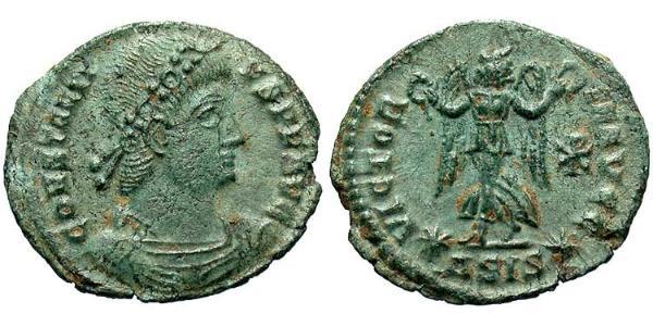 1 Follis /  AE4 Imperio romano (27BC-395) Bronce Constancio II (317 - 361)