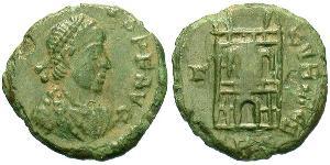 1 Follis /  AE4 Imperio romano de Occidente (285-476) Bronce Arcadio (377-408)