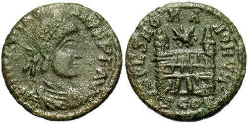 1 Follis /  AE4 Imperio romano de Occidente (285-476) Bronce Magno Clemente Máximo (335-388)