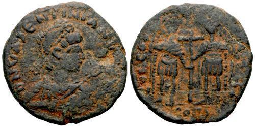 1 Follis /  AE4 Imperio romano de Occidente (285-476) Bronce Valentiniano III (419-455)