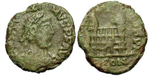 1 Follis /  AE4 Imperio romano de Occidente (285-476) Bronce Magno Clemente Máximo (335-388)