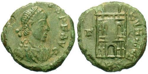 1 Follis /  AE4 Imperio romano de Occidente (285-476) Bronce Arcadio (377-408)