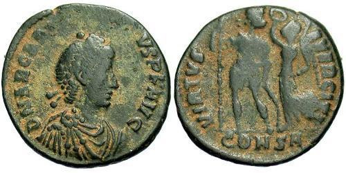 1 Follis /  AE4 Byzantinisches Reich (330-1453) Bronze Arcadius (377-408)