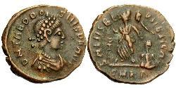 1 Follis /  AE4 Empire romain (27BC-395) Bronze Théodose I (347-395)