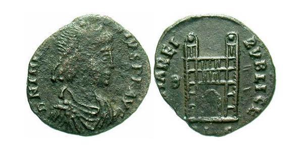 1 Follis /  AE4 Empire romain (27BC-395) Bronze Théodose I (347-395)