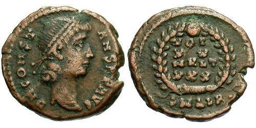 1 Follis /  AE4 Roman Empire (27BC-395) Bronze Constans I (320-350)