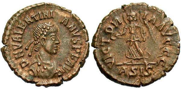 1 Follis /  AE4 Roman Empire (27BC-395) Bronze Valentinian II (371-392)