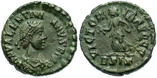 1 Follis /  AE4 Römische Kaiserzeit (27BC-395) Bronze Valentinian II (371-392)