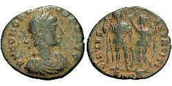 1 Follis /  AE4 Western Roman Empire (285-476) 青铜 Honorius  (384-423)