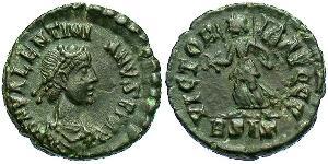 1 Follis /  AE4 羅馬帝國 青铜 瓦伦提尼安二世