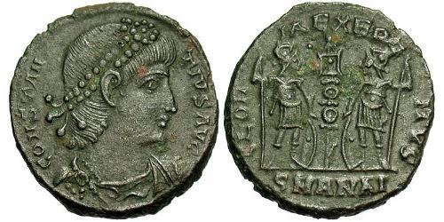 1 Follis /  AE4 羅馬帝國 青铜 君士坦提烏斯二世