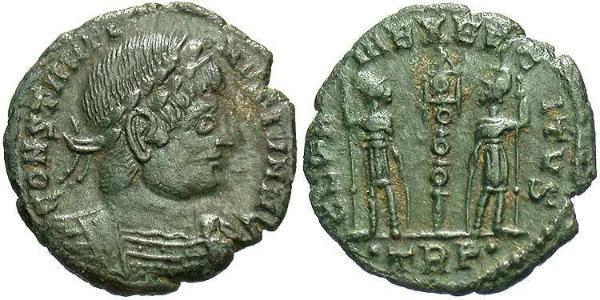 1 Follis /  AE4 羅馬帝國 青铜 君士坦提烏斯二世