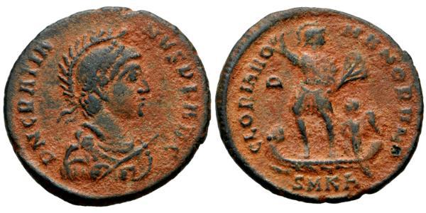 1 Follis / كرونا دنماركي AE2 Western Roman Empire (285-476) Bronze Gratian (359-383)