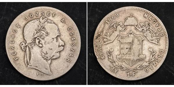 1 Forint Imperio austrohúngaro (1867-1918) Plata Franz Joseph I (1830 - 1916)