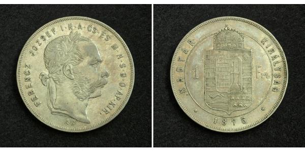 1 Forint Imperio austrohúngaro (1867-1918) Plata Franz Joseph I (1830 - 1916)