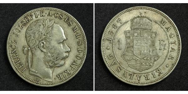 1 Forint Imperio austrohúngaro (1867-1918) Plata Franz Joseph I (1830 - 1916)