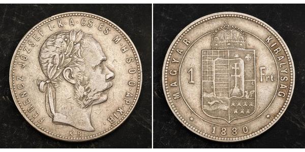 1 Forint Imperio austrohúngaro (1867-1918) Plata Franz Joseph I (1830 - 1916)