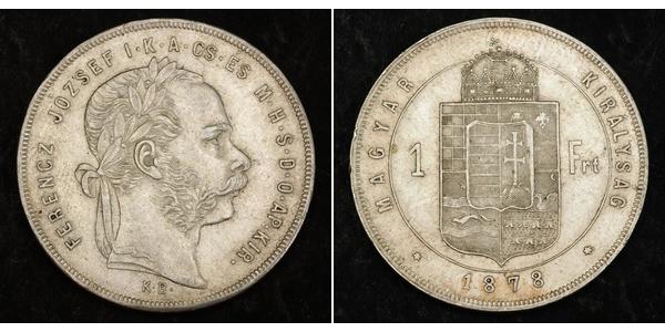 1 Forint Imperio austrohúngaro (1867-1918) Plata Franz Joseph I (1830 - 1916)