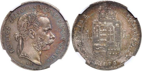 1 Forint 奥匈帝国 (1867 - 1918) 銀 弗朗茨·约瑟夫一世 (1830 - 1916)