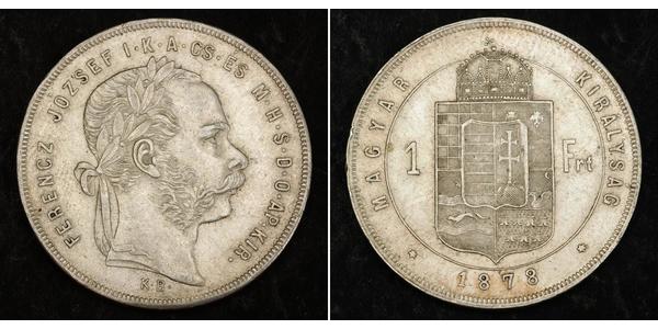 1 Forint 奥匈帝国 (1867 - 1918) 銀 弗朗茨·约瑟夫一世 (1830 - 1916)