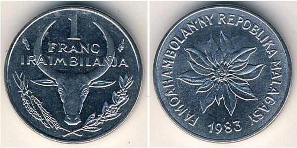 1 Franc Madagascar Acciaio 