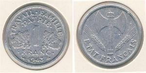 1 Franc Vichy France (1940-1944) Aluminio 