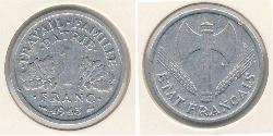 1 Franc Vichy France (1940-1944) Aluminium 