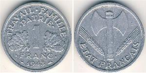 1 Franc Vichy France (1940-1944) Aluminium 