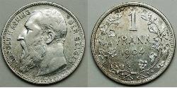 1 Franc Belgique Argent Leopold II (1835 - 1909)