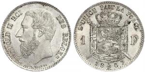 1 Franc Belgique Argent Leopold II (1835 - 1909)