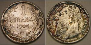 1 Franc Belgique Argent Leopold II (1835 - 1909)