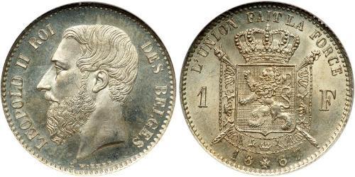 1 Franc Belgique Argent Leopold II (1835 - 1909)