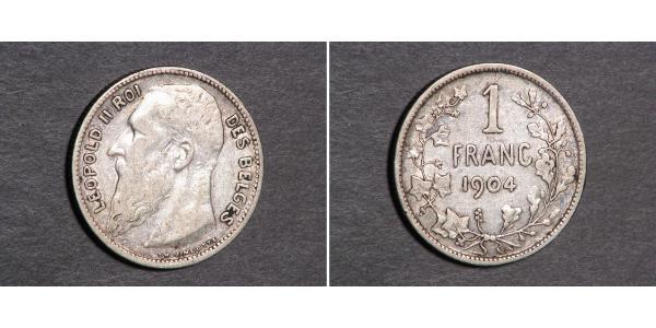 1 Franc Belgique Argent Leopold II (1835 - 1909)