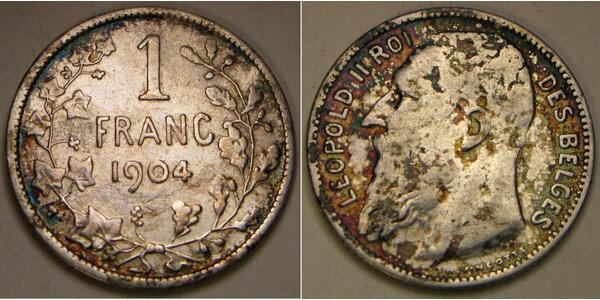 1 Franc Belgique Argent Leopold II (1835 - 1909)