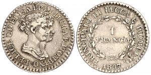 1 Franc Italian city-states Argent Charles-Félix de Savoie