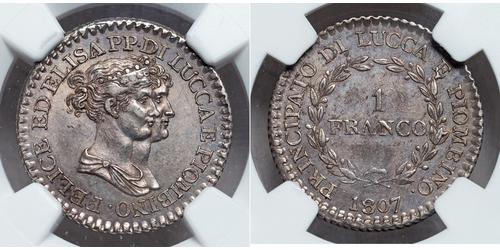 1 Franc Italian city-states Argent Charles-Félix de Savoie