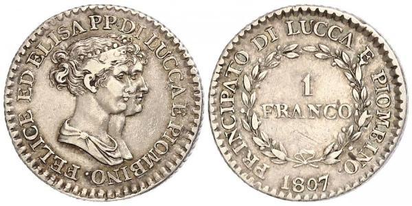 1 Franc Italian city-states Argent Charles-Félix de Savoie