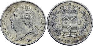 1 Franc Kingdom of France (1815-1830) / France Argent Louis XVIII de France  (1755-1824)