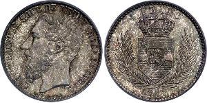 1 Franc État indépendant du Congo (1885 - 1908) Argent Leopold II (1835 - 1909)